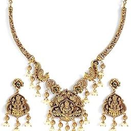 Goddess Lakshmi Twin Peacocks Elegance Gold Plated Necklace Drop Earrings Jewellery Set-image-3