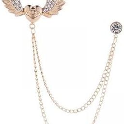 6xShiny Angel Heart Pin Brooch Decorative Exquisite Hanging Chain Brooch Gold-image-41