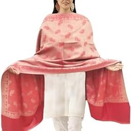 Women's Kashmiri Woolen Shawl, Self Paisley Reversible, Warm and soft, Winter Shawl [SIZE: 40 x 80 Inches]-image-45