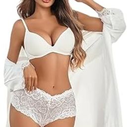 Sexy Women's Underwear Lace Shorts V Waist Breathable Panties Boyshorts Underwear Women (Pack 3)-image-3