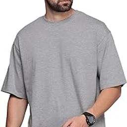 Half Sleeve Oversized Tshirt for Men, Round Neck Cottonblend Drop Shoulder Solid T-Shirt (Color Multicolor)-image-108