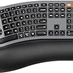 ProtoArc Ergonomic Wireless Keyboard Mouse, EKM01 Plus Full Size Ergo Bluetooth Keyboard Mouse Combo, Split Design, Wrist Rest, Multi-Device, Rechargeable, for Windows/Mac OS-Slate-image-12