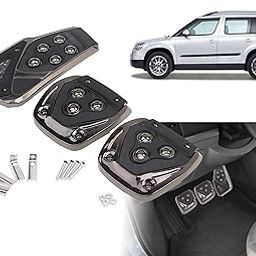 Selifaur - 3 Pcs Black Non-Slip Manual Car Pedals kit Pad Covers Set for Skoda Yeti-image-71