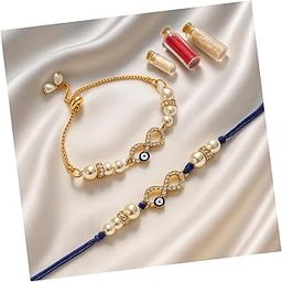 Viditi Evil Eye Bhaiya bhabhi rakhi for Brother and Bhabhi Lumba Combo Set | Evil Eye unique Couple rakhi for Bhaiya bhabhi rakhi Combo Set with Roli Chawal Pack, rakhi Bracelet For bhabhi-image-24