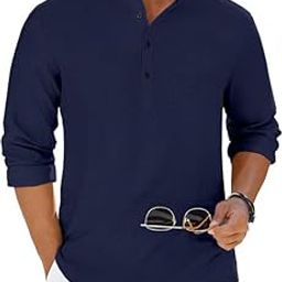 Men's Casual Kurta Style Shirt in Cotton Blend Fabric | Mandarin Collar Long Sleeve Half Button Shirt for Ethnic Comfortable Straight Design with Relaxed Fit-image-44