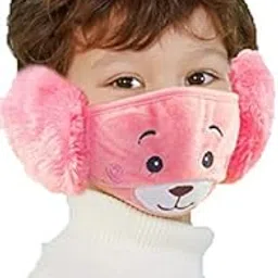 okara Kids Girl's and Boys' Warm Winter Face Mask with Plush Ear Muffs Covers, Multicolor, (3 Years to 10 Years) for Autumn Winter (Set of 1 piece)-picture-39