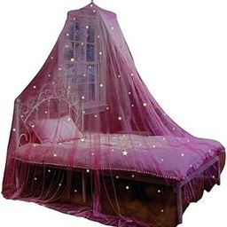 Hito Princess Pink Bed Canopy w/Glowing Stars Girls Room Decor Ceiling Tent-image-23