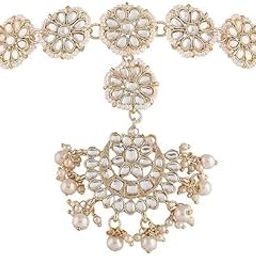 18k Gold Plated Traditional Floral Kundan Pearl Studded Rajasthani Sheeshphool/SheeshPatti for Women-image-62
