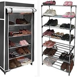 EXPOSURE 6 Layer Multipurpose Metal Collapsible Shoe Rack (Black)-image-98