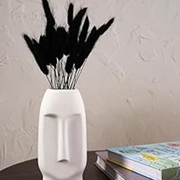 PUREZENTO Ceramic White Face Vase 6 Inch - Pack of 1 | Smooth Textured Decorative Face Vase for Dried Flowers and Pampas Grass | Vases for Modern Home Decor, Living Room, Office Decor-image-33