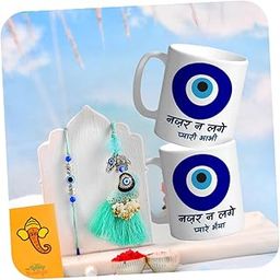 CraftVatika Evil Eye Rakhi Gift Set for Brother and Bhabhi, Evil Eye Bhaiya Bhabhi rakhi Set of 2, Rakhi with Mug Set for Brother and bhabhi, Rakshabandhan Mug Gift Combo-image-54