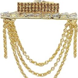 Stone Studded Layered Chain Indowestern Brooch for Timeless Glamour for Men and Women.-41
