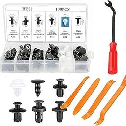 MANVI Car Bumper Repair Kit, Universal Car Door Trim Panel Clip Removal Tool Kits, Car Rivets Push Retainer Clips & Auto Fasteners remover for Most Car (100 pcs car repat kit)-1