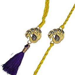 925 Silver Bhaiya Bhabhi Rakhi Set | Handcrafted Peacock Design Rakhi & Lumba with Yellow Thread & Purple Tassel | Includes Kumkum Chawal Bottle & Raksha Bandhan Card-image-25