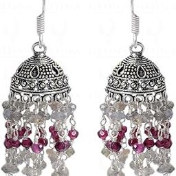 Garnet & Labradorite Gemstone Studded Jhumki Ge061049-picture-45