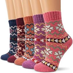 Women Wool Socks Winter Vintage Warm Soft Thick Knit Multicolor Free Size PAIR-image-52