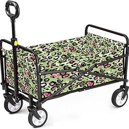 Collapsible Wagon Seamless Leopard Fur Fashionable Wild Leopard Print Modern Panther Adjustable Portable Utility Folding Cart with Wheels Outdoor Garden Shopping Camping Heavy Duty Grocery Wagon-image-88