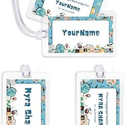 Yellow Nuts Personalized Travel Luggage Tags School Bag Name Labels Travel Id Suitcase Air Travel for Kids Girls Boys Fancy-picture-18