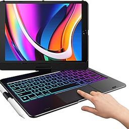 typecase Flexbook Keyboard for iPad 9th Gen,8th Gen & 7th Gen (10.2 Inch), iPad Air 3, iPad Pro-10.5 Inch, 10 Color Backlight, 360° Rotation, Pencil Holder, Trackpad, Bluetooth, Black-picture-28
