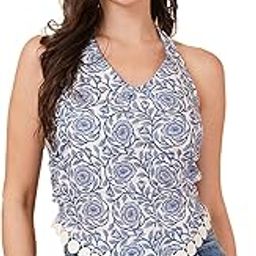 Jaipuri Cotton Printed Spaghetti Strap Top for Women-image-80