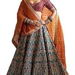 Women's Faux Silk Semi-stitched Lehenga Choli for Women (7031-Bridal-Lehenga-Women-Heavy_Blue_Free Size_New)-picture-38
