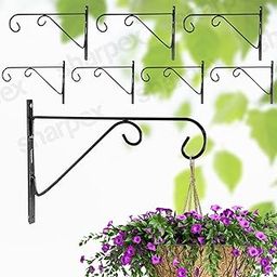 Sharpex Wall Mounted Metal Bracket | Decorative Wall Hook Plant Hanger for Hanging Pots, Bird Feeders, Flower Baskets, Planters, Lanterns, Lamps, and Wind Chimes for Indoor/Outdoor Use (Black, 8 Pc)-45