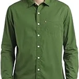 levi's Men's Cotton Spread Collar Slim Fit Solid Shirts Green-picture-41