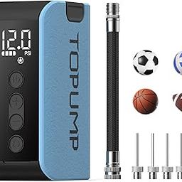 TOPUMP Electric Ball Pump with Inflation & Deflation, Portable Rechargeable Ball Pump with Pressure Gauge (Max 20PSI), Soccer Ball Air Pump with Needles for Sports Balls, Basketball, Volleyball, Rugby-picture-17