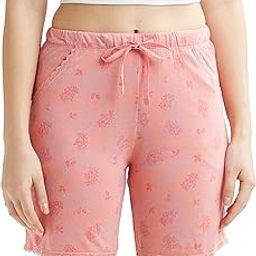 RX10 Women's Micro Modal Cotton Relaxed Fit Printed Shorts with Lace Trim Styled Side Pockets (Prints May Vary)-image-79