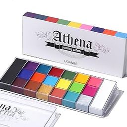 UCANBE Athena Face Body Paint Oil Palette, Professional Flash Non Toxic Safe Tattoo Halloween FX Party Artist Fancy Makeup Painting Kit For Kids and Adult, Red, blue,green,pink,black,white-27