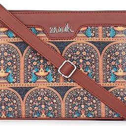 Royal Indian Peacock Motif Printed Vegan Leather Multicolor Harmony Sling Bag With Adjustable Strap For Women's Girls-1