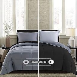 BSB HOME Microfiber Solid Reversible Soft AC Comforter Double Bed Blanket for Summer/All Season (Z Black & Grey, 200GSM, King Size, 90 x 100 inches)-image-79