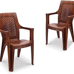 MAHARAJA Plastic Chair | Plastic Chair for Home, Living Room | Bearing Capacity Upto 200Kg | Matte Finish | Strong and Sturdy Structure (Teakwood, Pack of 2)-image-7