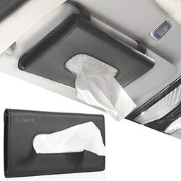 Eliane Car Tissue Holder Sun Visor Napkin for Upgraded Version Hanging Premium PU Leather Universal Auto Easy Use Mask Dispenser Box with Refill (Black, 1 Pcs)-image-68