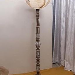 AMDHOME Beige Bamboo Lotus Wooden Floor lamp -54(12x56 Inches)-image-52