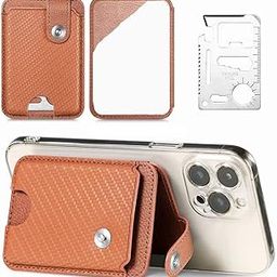 SAMTROH One Touch Purse Case Leather Men's Sublimation Blanks Credit Card Phone Wallet Magnet Card Holder for Phone (Tan)-image-50