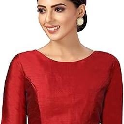 Women's Polyester Elbow Length Sleeves Plain Coloured Saree Blouse.-image-9