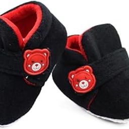 6 To 12 Months Baby Boys & Girls Velvet Hook & Loop Solid Shoes/Booties -BT2997-image-85