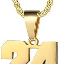 Number Necklaces Personalized Necklaces 18K Gold Plated Initial Number Pendant Stainless Steel Chain Sports Necklaces for Men Women-image-27