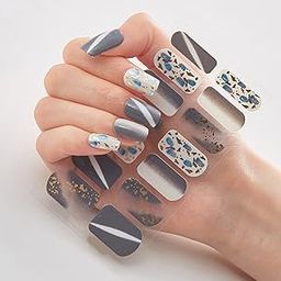 3D Nails Stickers for Women, Girls, Female & Kids Waterproof Nail Art Glittery Luxury Extension Peel Off Self-Adhesive DIY Nails Stickers 14 Tips DQ3-071 (Multicolored)-37