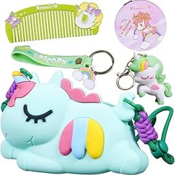 Unicorn Shape Silicone Purse for Girls Stylish Cross Body Bag with Adjustable Strap with Compact Mirror, Comb and Keychain Included-26