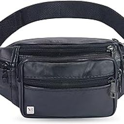 NFI essentials Waist Chest Bag for Men Women Belt Sling Pouch Crossbody Unisex Crossover Fanny Pack One Side Travel Hiking Zip Bag Multipurpose PU Adjustable Strap Shoulder Running Money Phone Bag-18