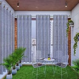 FREDDO HDPE Fabric 90% Sun Blockage Indoor and Outdoor Eyelet Curtains UV and Heat Protection for Balcony and Window, Grey Color, 4.5 ft X 8 ft, Pack of 2 Pieces-image-7
