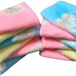 Soft Microfiber Women Handkerchief, Multi-Colour Feather Pattern, Pack of 12, Pink Blue Yellow-image-60