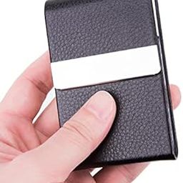 Professional Business Card Holder Case - PU Leather Business Card Case Name Card Holder Slim Metal Pocket Card Holder with Magnetic Shut, Wallet Credit Card ID Case for Men & Women Best Gift (Black), Black, 9.6*6.1*1.7cm, 休闲-image-40