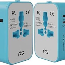 rts Universal Travel Adapter, (Dual Type C) 2 Type C 1 USB Plug International All in One Worldwide Travel Power Plug Adapter Suitable for 200+ Countries Wall Charger for USA EU UK AUS European-10