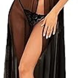 Women's Lace Floral Maxi Babydoll Lingerie | Split Long Mesh Sexy Lingerie for Women | Sleepwear for Women-image-4