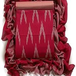 Cotton Ikkat Print Unstitched Dress Material, Kurta Set for Women with Dupatta (Ikkat 2, Free Size)-image-16