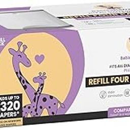 BabiesRefresh Refills Compatible with DEKOR PLUS Diaper Pail Refills | 4 Pack | Diaper Pail Odor Eliminator| Fresh Powder Scent | Each Diaper Bag Refill Holds up to 2320 Diapers | Diaper bin refill-0