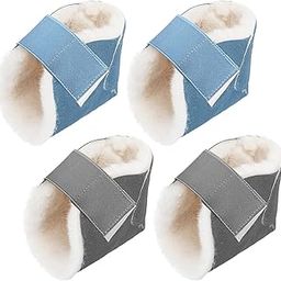 Jeere 2 Pairs Heel Protector Boot Sheepskin Heel Protectors Soft Foot Cushions Pads with Securing Strap for Protect Feet Ankle Pressure Bed Sores(Gray, Blue)-image-99